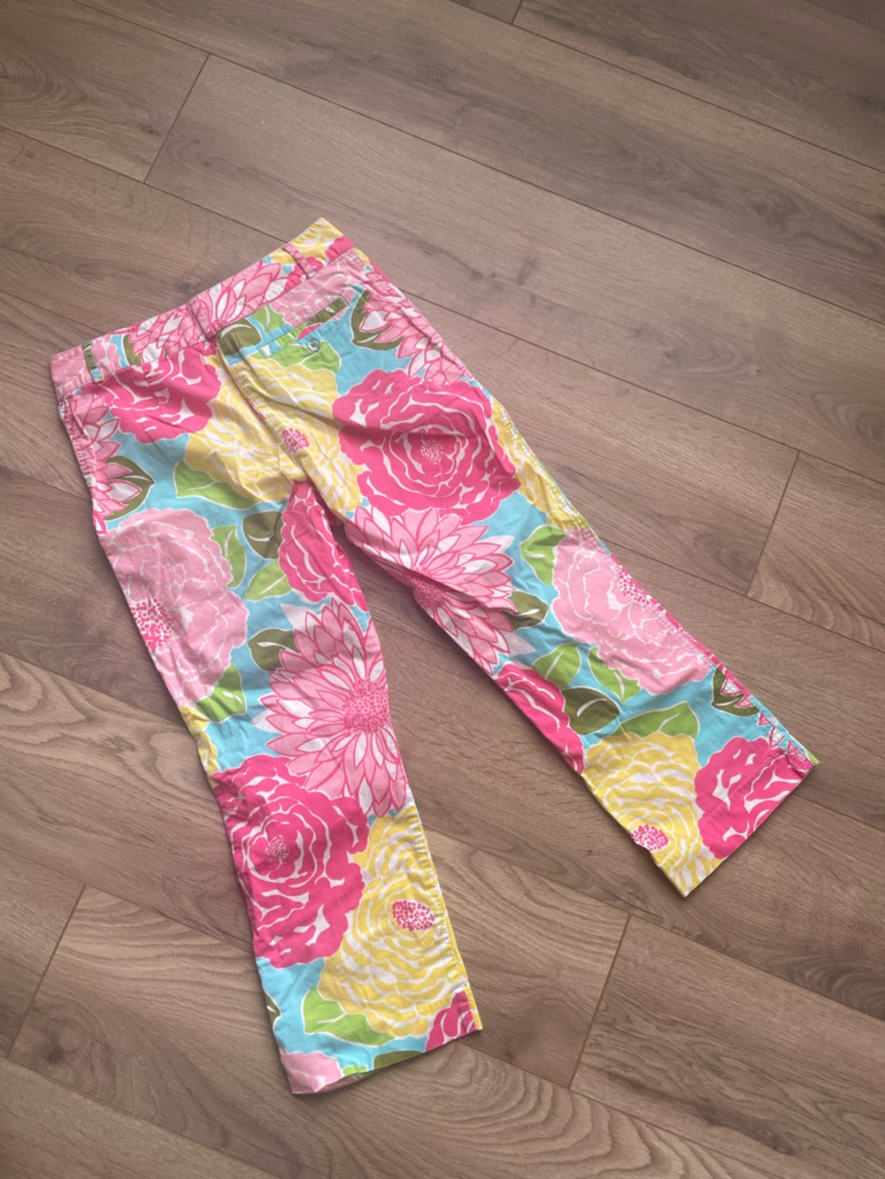 Lilly Pulitzer Floral Cotton Pants - Pink, Yellow & Blue - Picture 3 of 5